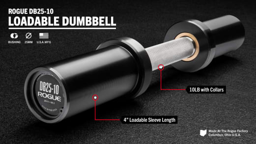 ROGUE DB-15 ダンベルシャフト Rogue DB25-10 Loadable Dumbbell - Stainless | Rogue Fitness